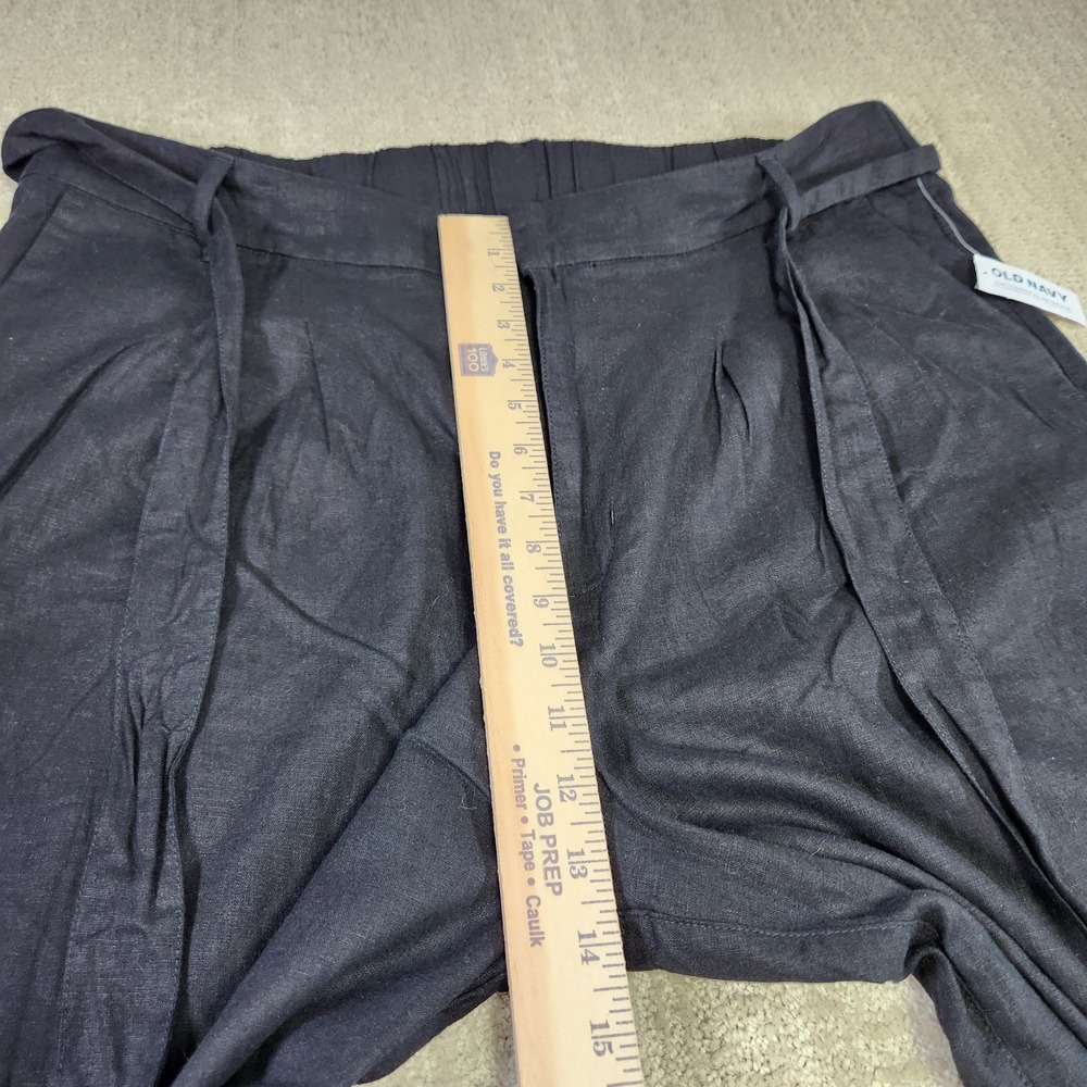 Wide Leg Linen Blend Pants Women XL High Waist Crop Black Old Navy Athleisure - Picture 8 of 10